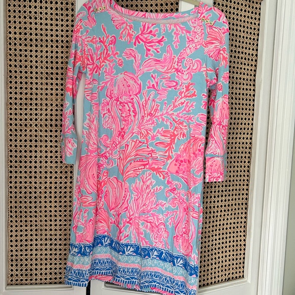 Lilly Pulitzer Dresses & Skirts - Lilly Pulitzer Pink and Blue Sheath Dress with Bateau Neckline